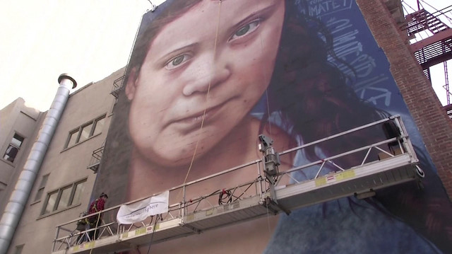 Massive mural of Greta Thunberg