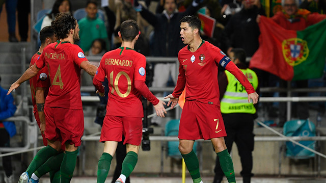 Ronaldo ve arkadaşlarının gol sevinci.