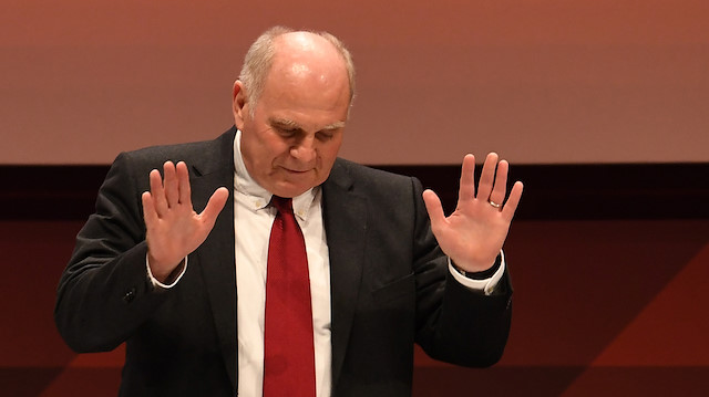 Soccer Football - Bayern Munich AGM elects successor for president Uli Hoeness - Olympiahalle, Munich, Germany - November 15, 2019 The outgoing Bayern Munich President Uli Hoeness during the conference 