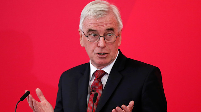 Britain's opposition Labour Party Shadow Chancellor John McDonnell speaks on new digital infrastructure policy as part of his general election campaign in Lancaster, Britain November 15, 2019. REUTERS/Andrew Yates

