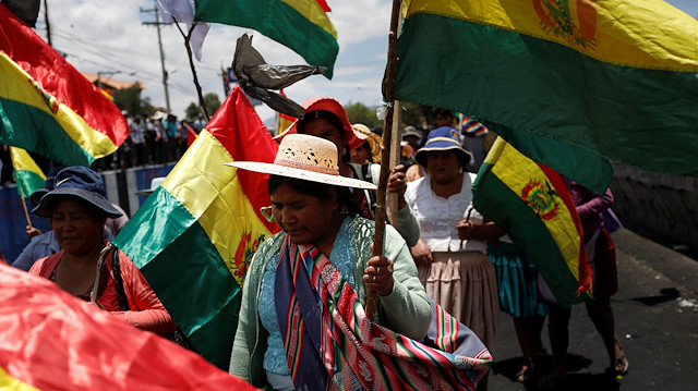 File photo: Coca farmers and supporters of Bolivia's ousted President Evo Morales march as they stage a blockade of an entrance to Sacaba, near Cochabamba, Bolivia, November 20, 2019