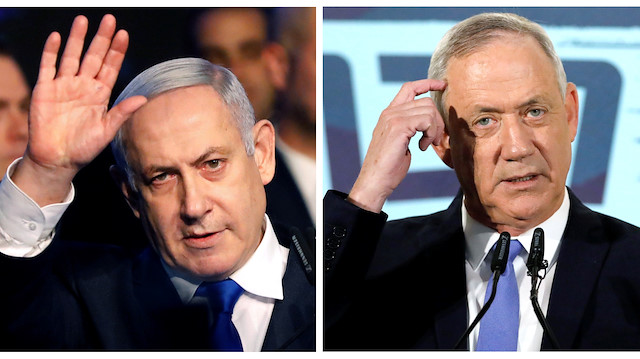 Israeli Prime Minister Benjamin Netanyahu and his main political rival Benny Gantz