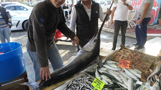 23 kiloluk kılıç balığı kısa sürece satıldı. 