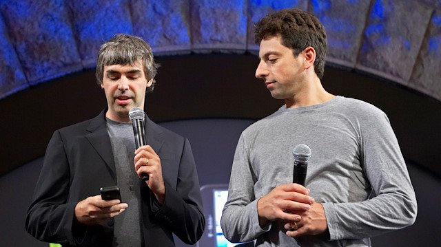 FILE PHOTO: Larry Page (L) and Sergey Brin