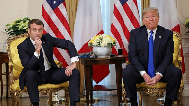 U.S. President Donald Trump meets with France's President Emmanuel Macron,