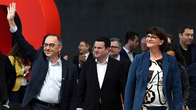 New SPD leaders Norbert Walter-Borjans and Saskia Esken attend a congress of the Social Democratic Party (SPD) in Berlin, Germany, December 7, 2019.