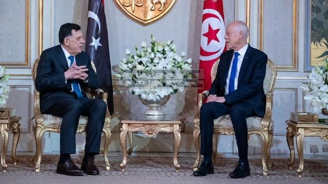 Tunisian President Kais Saied hosted Fayez al-Sarraj, chairman of the Presidential Council of Libya