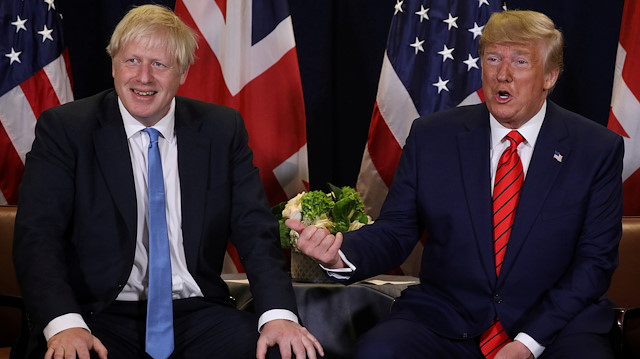 US President Donald Trump holds a bilateral meeting with British Prime Minister Boris Johnson (L) on the sidelines of the annual United Nations General Assembly in New York City, New York, U.S., September 24, 2019.