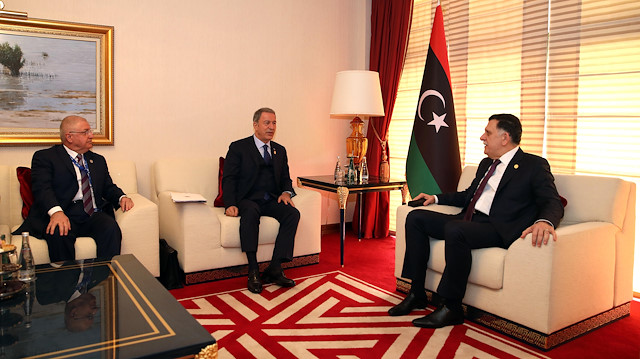 Turkish Defense Minister Hulusi Akar and Libya’s UN-recognized Government of National Accord (GNA) meet in Doha