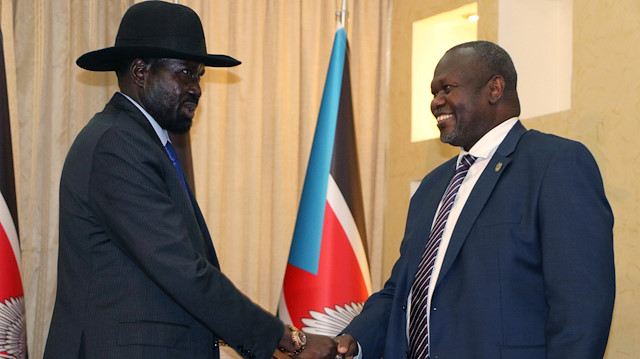 South Sudan's President Salva Kiir Mayardit & opposition leader Riek Machar