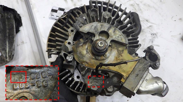 An engine recovered from an unmanned aerial vehicle involved in the September 14, 2019 attack on an Aramco oil facility in Saudi Arabia is shown in this handout image provided by a U.S. government source. U.S. government/