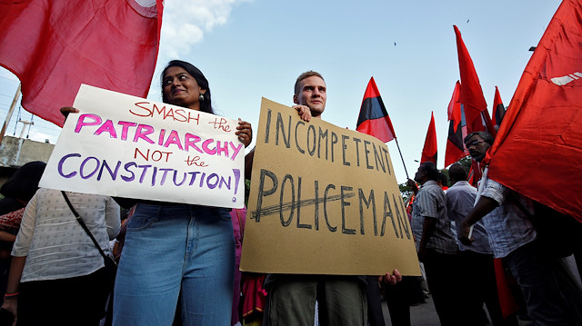Jakob Lindenthal (C), a German student, attends a march to show solidarity with the students of New Delhi's Jamia Millia Islamia university after police entered the university campus following a protest against a new citizenship law, in Chennai, India, December 16, 2019. 