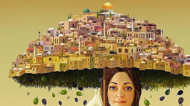 Görsel: Arşiv / Filistinli bir kızın başının üzerinde Kudüs temsil edilmiş.