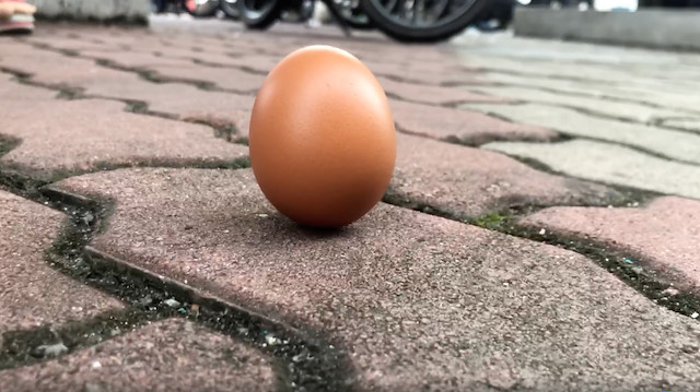 An egg is seen on the ground in Shah Alam, Kuala Lumpur, Malaysia December 26, 2019