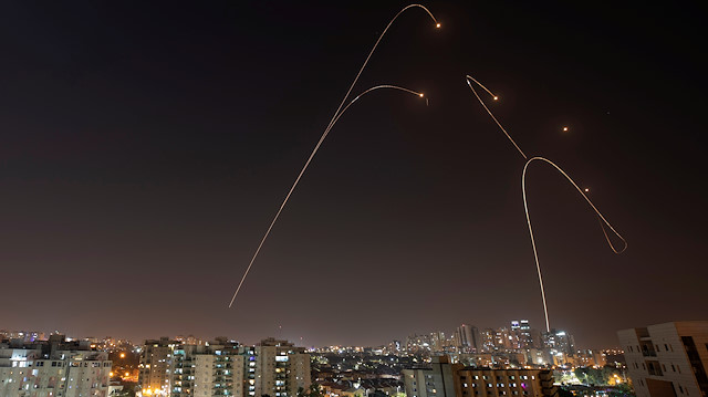 Iron Dome anti-missile system fires interception missiles as rockets are launched from Gaza 