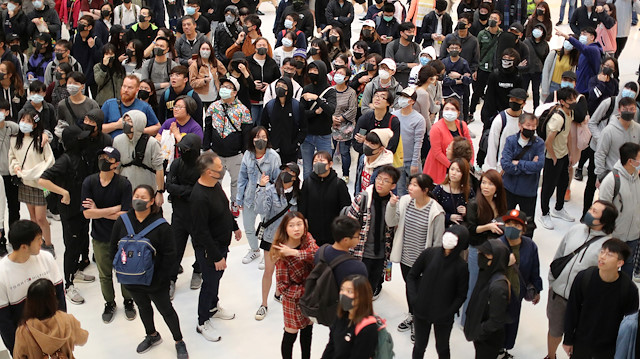Hong Kong protesters attend a Christmas Day rally in Sha Tin shopping mall in Hong Kong, China, December 25, 2019.