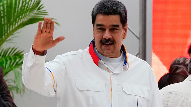 Venezuela's President Nicolas Maduro reacts during the opening ceremony