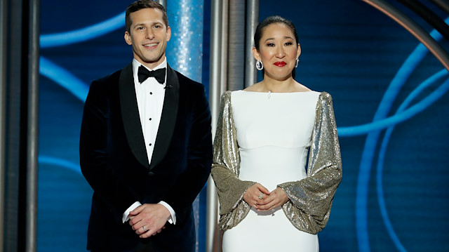 76th Golden Globe Awards – Show – Beverly Hills, California, U.S., January 6, 2019 - Sandra Oh and Andy Samberg host.Paul Drinkwater/NBC Universal/Handout via REUTERS