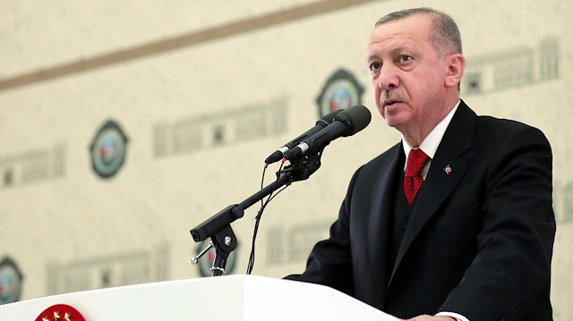 Türkiye Cumhurbaşkanı Recep Tayyip Erdoğan, Milli İstihbarat Teşkilatı (MİT) yeni hizmet binası "KALE"nin açılış töreninde konuştu.