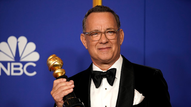 77th Golden Globe Awards - Photo Room - Beverly Hills, California, U.S., January 5, 2020 - Tom Hanks poses backstage with his Cecil B. DeMille award. 