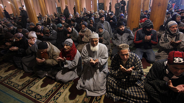 Friday prayers in Kashmir's grand mosque of Srinagar

