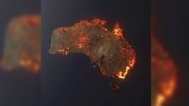  Uzaydan da görülebilen yangınlara ilişkin NASA verilerinden derlenerek oluşturulan son görüntü felaketi gözler önüne serdi.
