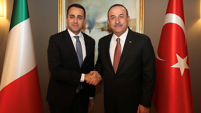 Turkish Foreign Minister Mevlut Cavusoglu meets with his Italian counterpart Luigi Di Maio in Istanbul, Turkey, January 7, 2020.