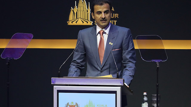 Qatar's Emir Sheikh Tamim bin Hamad Al Thani speaks during Kuala Lumpur Summit in Kuala Lumpur, Malaysia, December 19, 2019. REUTERS/Lim Huey Teng

