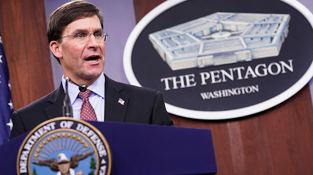 U.S. Secretary of Defense Mark Esper speaks during a joint news conference