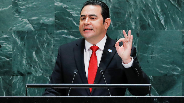 Guatemala's President Jimmy Morales addresses the 74th session of the United Nations General Assembly at U.N. headquarters in New York City, New York, U.S., September 25, 2019. REUTERS/Eduardo Munoz

