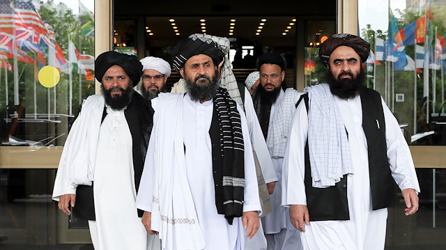 FILE PHOTO: File picture of members of a Taliban delegation leaving after peace talks with Afghan senior politicians in Moscow, Russia May 30, 2019. REUTERS/Evgenia Novozhenina/File Photo