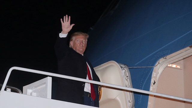 U.S. President Donald Trump boards Air Force One for travel to Davos