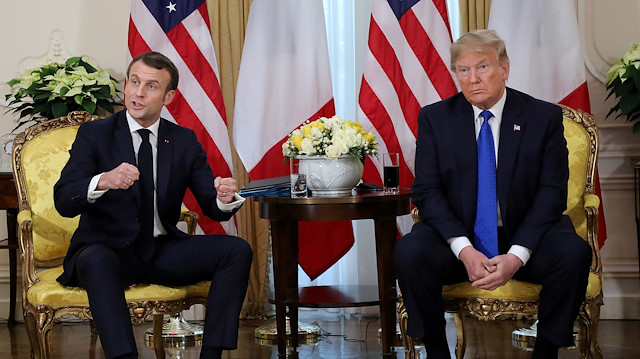 File photo: France's President Emmanuel Macron gestures during the meeting with U.S. President Donald Trump, ahead of the NATO summit in Watford