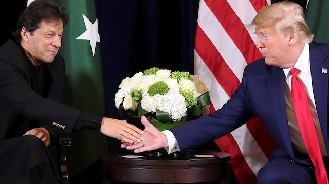 FILE PHOTO: U.S. President Donald Trump greets Pakistan's Prime Minister Imran Khan during a bilateral meeting on the sidelines of the annual United Nations General Assembly in New York City, New York, U.S., September 23, 2019. REUTERS/Jonathan Ernst/File Photo

