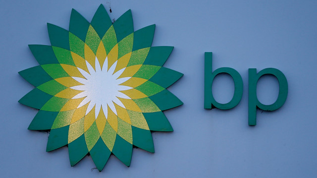 A sign is seen outside BP's North Sea Headquarters in Aberdeen