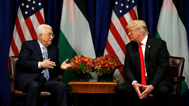 File photo: U.S. President Donald Trump meets with Palestinian President Mahmoud Abbas