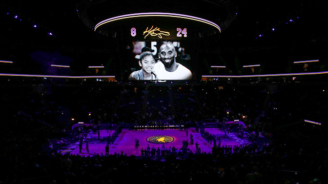 Jan 27, 2020; Minneapolis, Minnesota, USA; The Minnesota Timberwolves held a memorial for Kobe Bryant and his daughter Gianna before the game with the Sacramento Kings at Target Center / Bruce Kluckhohn -USA TODAY Sport