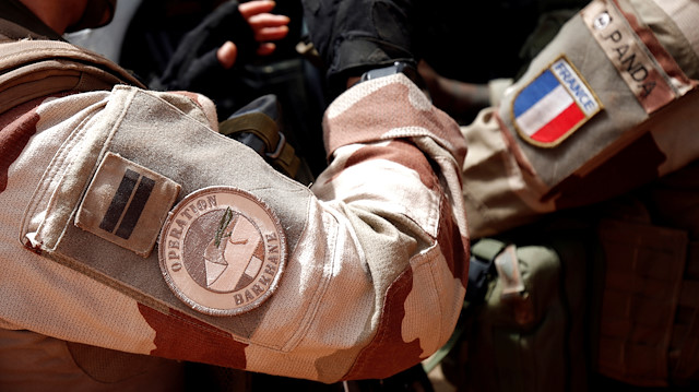 A close-up of the France's Barkhane operation patch worn by French troops