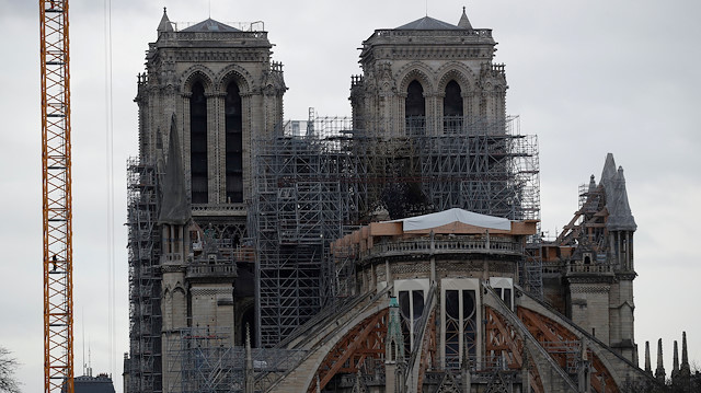 FILE PHOTO: General view shows the Notre Dame Cathedral, as works continue to stabilise the cathedral's structure nine months after a fire caused significant damage, in Paris, France, December 23, 2019. REUTERS/Gonzalo Fuentes/File Photo

