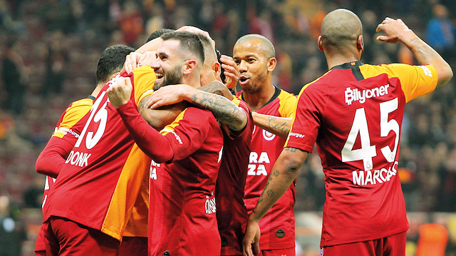 Galatasaraylı oyuncuların gol sevinci