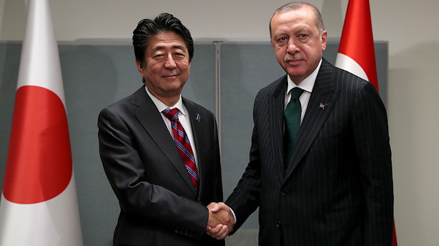 Japonya Başbakanı Şinzo ve Cumhurbaşkanı Erdoğan.
