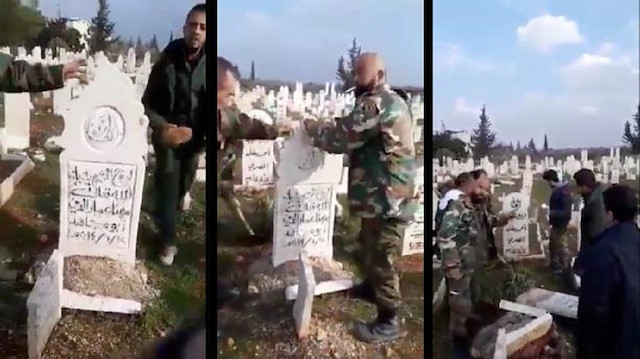 ميليشيا نظام الأسد تنبش قبور المدنيين في خان السبل بإدلب
