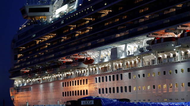 The cruise ship Diamond Princess lies at anchor as workers and officers prepare to transfer passengers tested positive for the novel coronavirus, at Daikoku Pier Cruise Terminal in Yokohama, south of Tokyo, Japan February 10, 2020. REUTERS/Kim Kyung-Hoon

