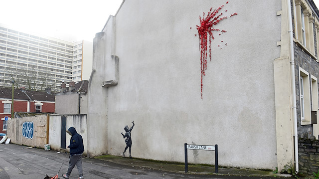 A suspected new mural by artist Banksy is pictured in Marsh Lane in Bristol, Britain, February 13, 2020. 

