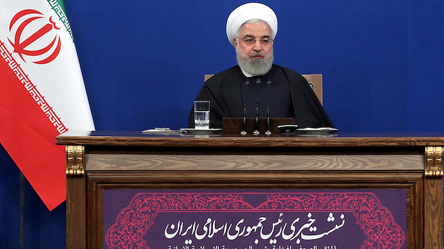 Iranian President Hassan Rouhani speaks during a news conference in Tehran, Iran, February 16, 2020. Official President website/Handout via REUTERS ATTENTION EDITORS - THIS IMAGE WAS PROVIDED BY A THIRD PARTY. NO RESALES. NO ARCHIVES

