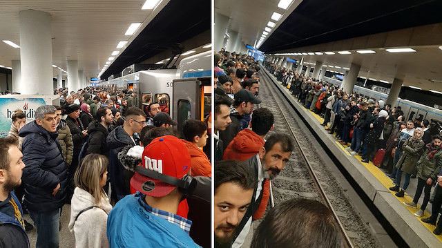 İstanbul'da metro istasyonlarında  yoğunluk