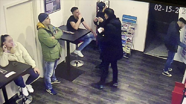A security camera footage shows Tobias R. (2nd L), the gunman who targeted migrants at two cafe bars, at the cafe 6 days before the shooting in the western town of Hanau, near Frankfurt, in Berlin, Germany on February 20, 2020