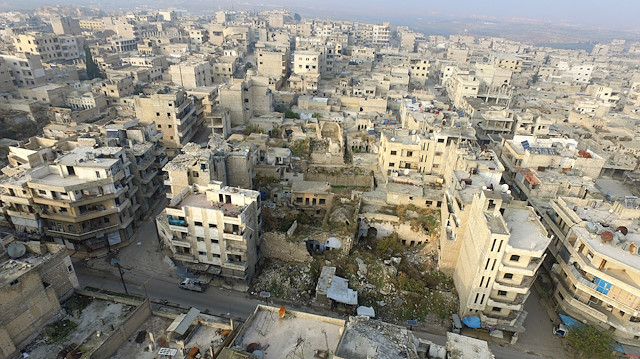 File photo: An aerial view of Maarat al-Numan district of Idlib, Syria