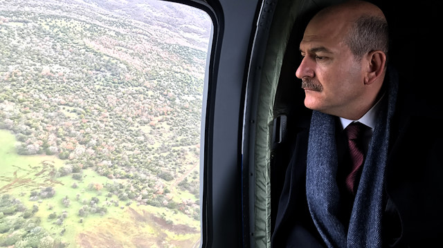 nterior Minister Süleyman Soylu  inspect the Turkish-Greek border
