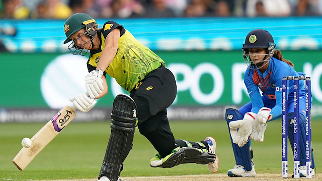 Alyssa Healy of Australia bats during the Women's T20 World Cup final cricket match between Australia and India at the MCG in Melbourne, Australia, March 8, 2020